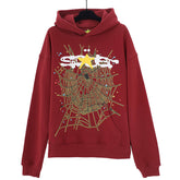 Spider Web Print Gothic Punk Hoodie-Brown #144