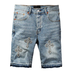 Diamond Denim Shorts #5098