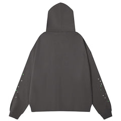 Green Foam Printing High Weight Hoodie-Grey #8209