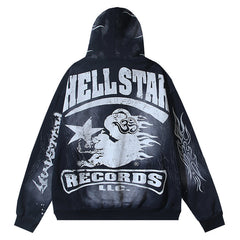Hellstar Records Tour Flame Print Hoodie