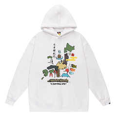 Ape Head Cartoon Pattern Print Hoodie