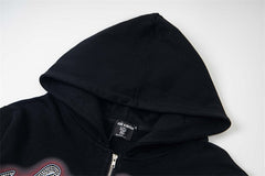 MIXED EMOTION Black Rhinestone Hoodie