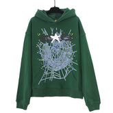 Spider Web Print Gothic Punk Hoodie-Green #144