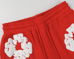 Cotton Wreath Sweat Shorts Red
