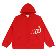 Simple Letters Zip Hoodies