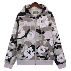 Cotton Wreath Camouflage Zipper Hoodie