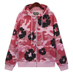 Cotton Wreath Camouflage Zipper Hoodie