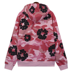 Cotton Wreath Camouflage Zipper Hoodie