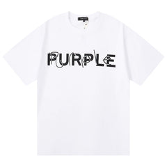 Purple Brand Logo Letter Print T-Shirt