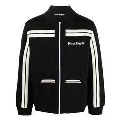 Palm Angels logo-print striped zip-up track jacket