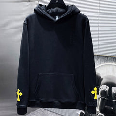 Chrome Hearts Yellow Cross Patch Leather Hoodie