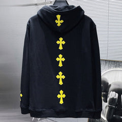 Chrome Hearts Yellow Cross Patch Leather Hoodie