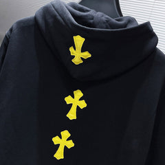 Chrome Hearts Yellow Cross Patch Leather Hoodie