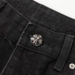 Chrome Hearts Fleur Knee Pink Checkered Crosses Jean