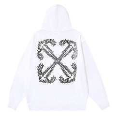 Off White Cotton Arrow Skate Hoodie