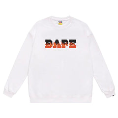 BAPE Flame Letter Print Crew Neck Sweatshirt