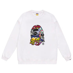 BAPE Ape Head Cartoon Pattern Print Sweatshirt