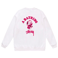 BAPE x Stussy Ape Head Pattern Print Sweatshirt