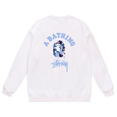 BAPE x Stussy Ape Head Pattern Print Sweatshirt