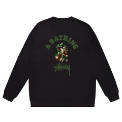 BAPE x Stussy Ape Head Pattern Print Sweatshirt