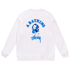 BAPE x Stussy Ape Head Pattern Print Sweatshirt