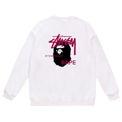 BAPE x Stussy Ape Head Pattern Print Sweatshirt