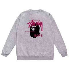 BAPE x Stussy Ape Head Pattern Print Sweatshirt