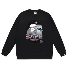 BAPE Ape Head Flying Saucer Laser Letter Pattern Print Sweatshirt