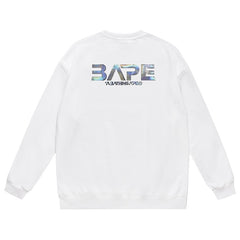 BAPE Ape Head Flying Saucer Laser Letter Pattern Print Sweatshirt