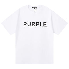 Purple Brand Logo Letter Print T-Shirt