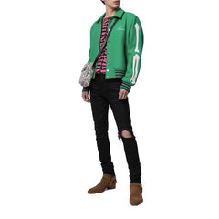 AMIRI thickened loose bomber baseball jacket Green