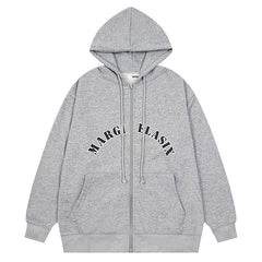 Maison Margiela Printed Logo Zip Up Hoodie