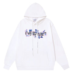 Off White Letter Logo Pattern Printed Hoodie