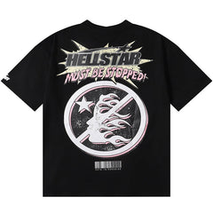 Hellstar Letter Printed T-Shirt Black