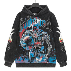Godspeed Skull Pattern Printed Hoodie
