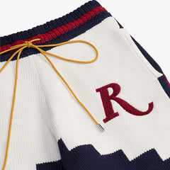 Rhude Saint Croix Straight-Leg Logo-Appliqued Intarsia Cotton Drawstring Shorts