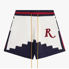 Rhude Saint Croix Straight-Leg Logo-Appliqued Intarsia Cotton Drawstring Shorts