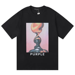 Purple Brand Logo Pattern Print T-Shirt