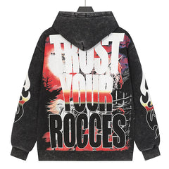 Godspeed Skull Pattern Printed Hoodie