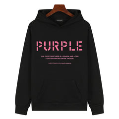 Purple Brand Logo Pattern Printed Hoodie