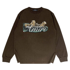 Amiri Leopard Print Long Sleeve T-Shirts