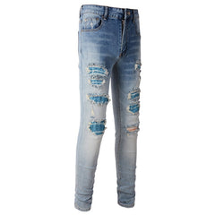 Amiri Side Straight Strips Rips Skinny Jeans #6566