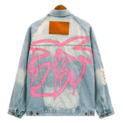 Palm Angels Graffiti Print Denim Jacket