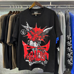 Hellstar Letter Printed T-Shirt Black