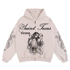 Saint Michael Tears Printed Hoodie