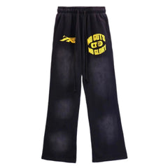 Hellstar Logo Letter Print Pants Black