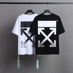 OFF WHITE Black And White Printed Arrow Pattern T-Shirts