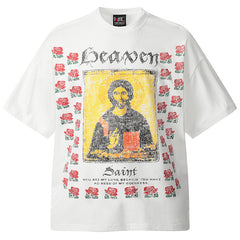 Saint Michael Rose Sanskrit Distressed Print T-Shirts