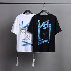 OFF WHITE Blue Arrow Pattern T-Shirts