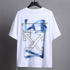 OFF WHITE Blue Arrow Pattern T-Shirts